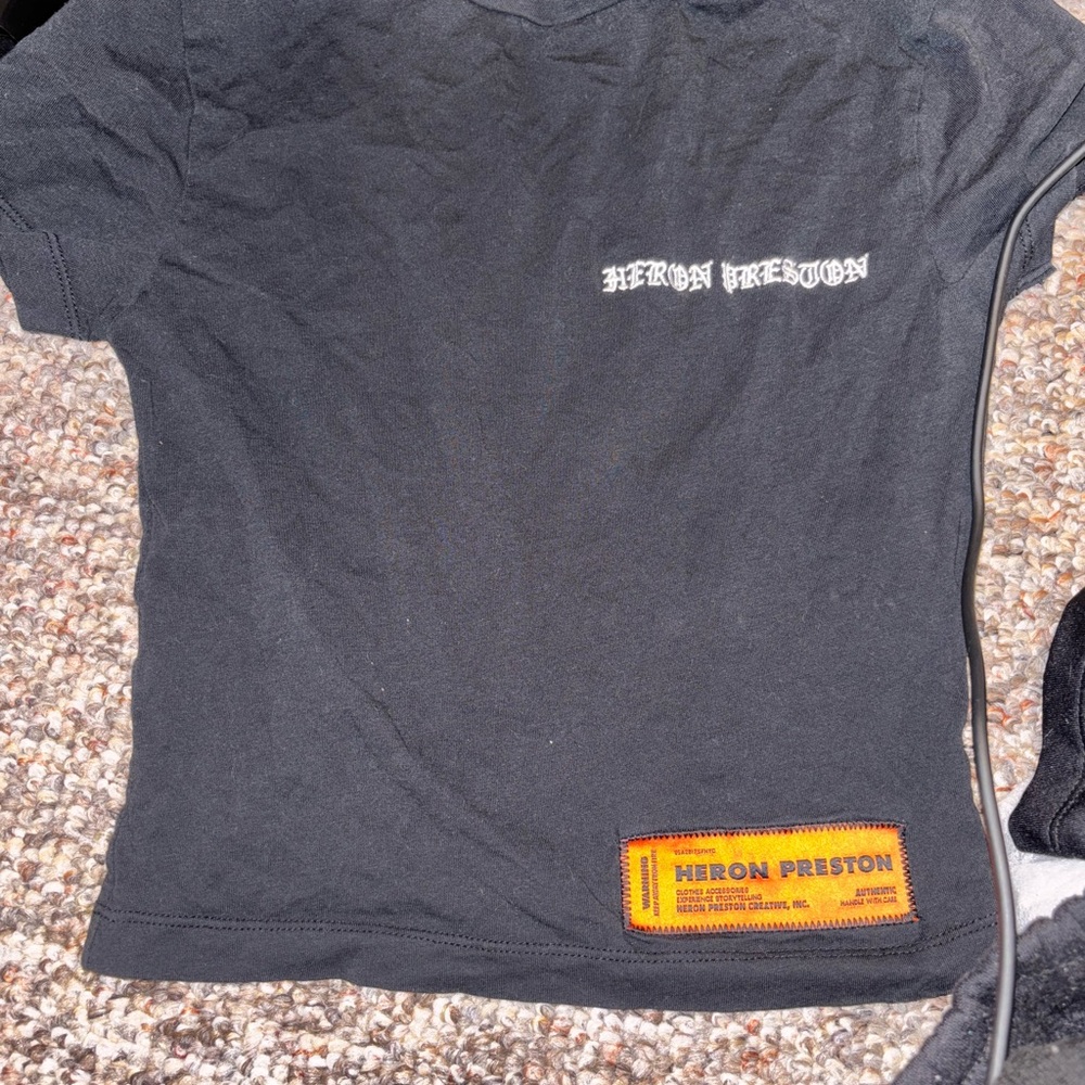 Heron Preston Black T-Shirt with Orange Patch